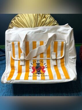 Vintage 1980s Giorgio Beverly Hills Heavy Duty Large Logo Canvas Weekender Bag